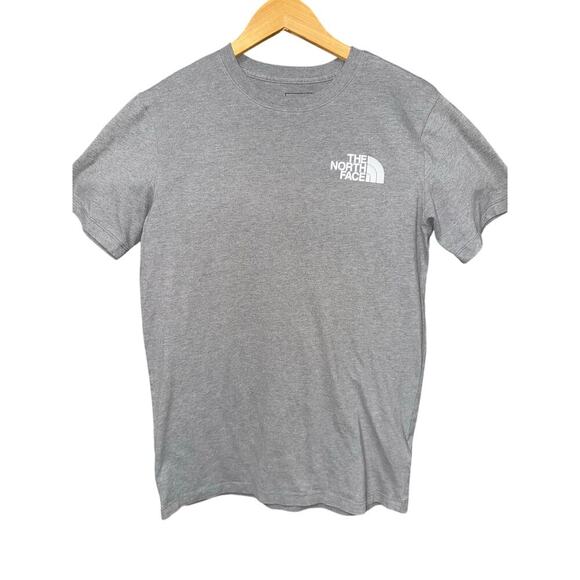 North Face Men’s Short Sleeve T Shirt Gray Small White Logo Never Stop Exploring - Picture 1 of 5